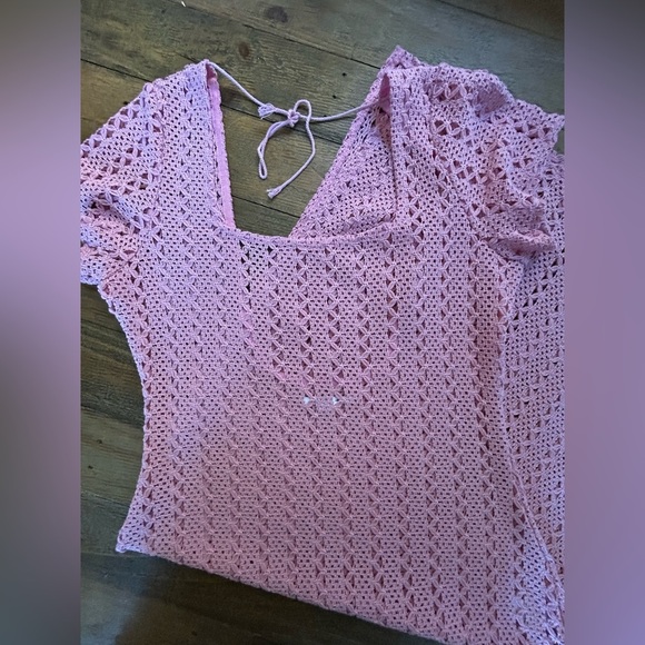 O’NEILL  Womens Pink Dress Nina Midi Crochet Lace Cover Up Beach - Picture 7 of 14